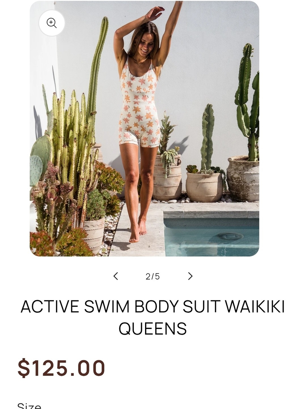 Active Swim Bodysuit in Cream with Peach Floral